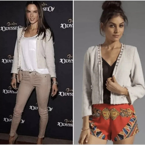 Lovers + Friends x Because I’m Addicted REVOLVE Tweed Stud Jacket Cream ASO - Picture 14 of 14